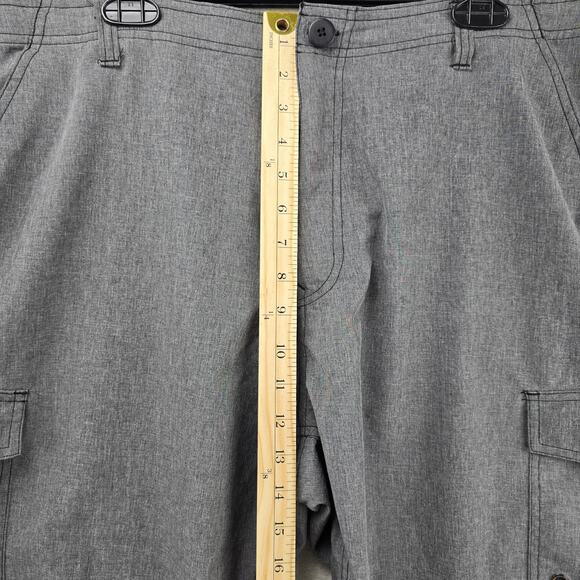 Vintage No Fear Performance Shorts Size 38 Gray Y2K Cargo Lightweight - Picture 12 of 12